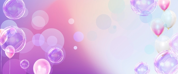 渐变色唯美紫色泡泡气球氛围海报