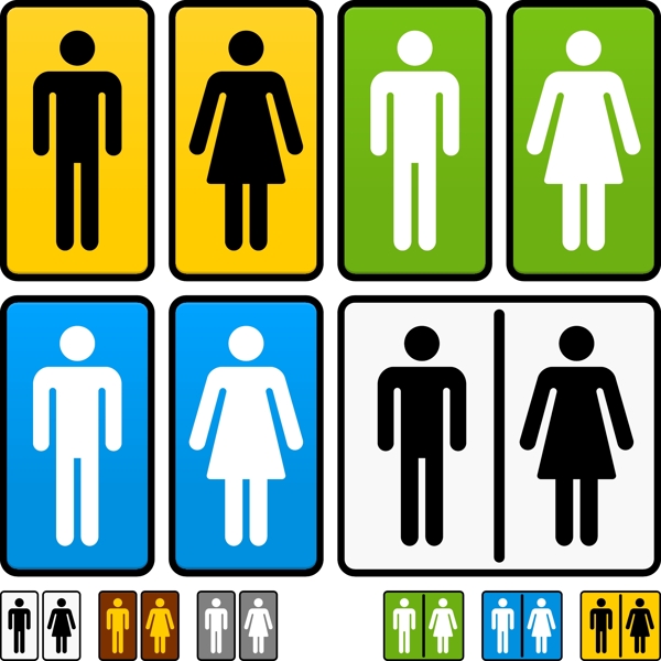 WC厕所标志矢量设计