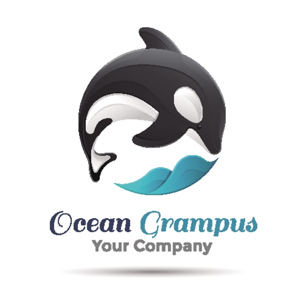 海豚卡通logo标志设计