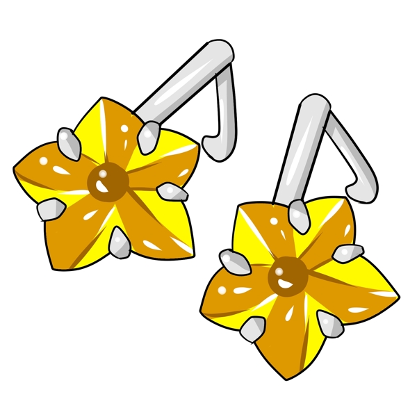 黄色五角星耳钉元素
