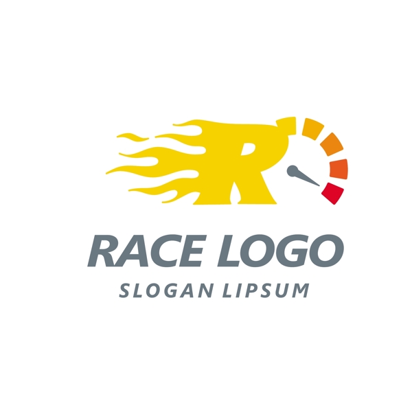 字母r与赛车徽标logo模板