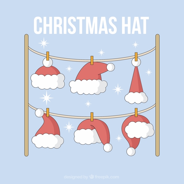 挂在绳子上的圣诞帽