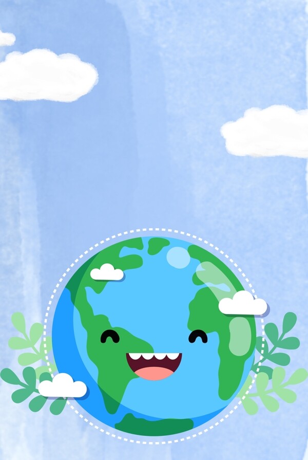 蓝色世界地球保护日卡通背景