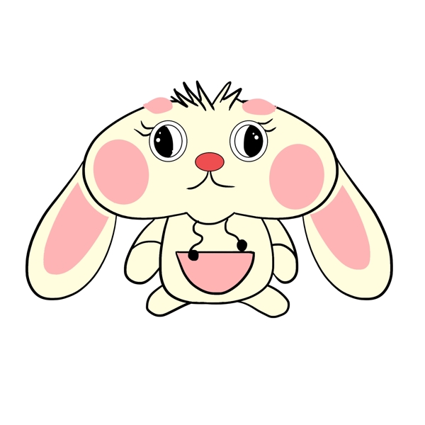 手绘大脸的兔子插画