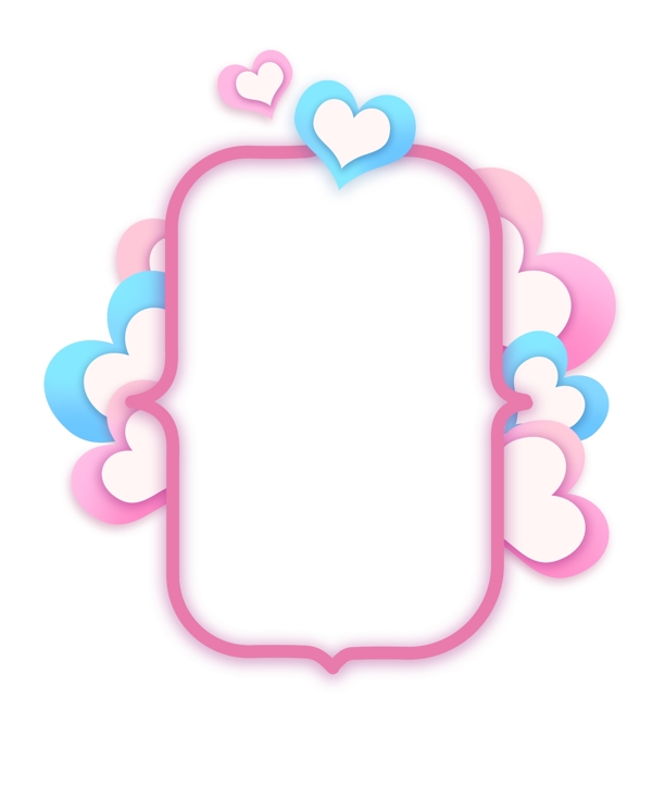 妇女节爱心心形装饰浪漫可爱粉色方边框免抠