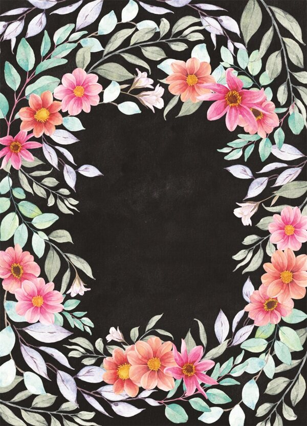 优雅黑色底纹花卉边框背景图片素材