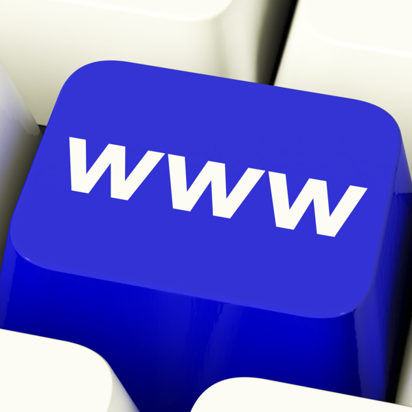 蓝色显示在线网站或互联网WWW电脑钥匙