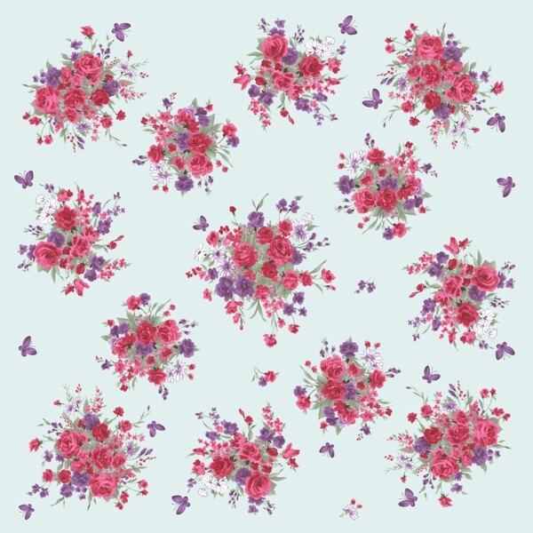 花束滴纹花草图案分层素材PSD格式0018