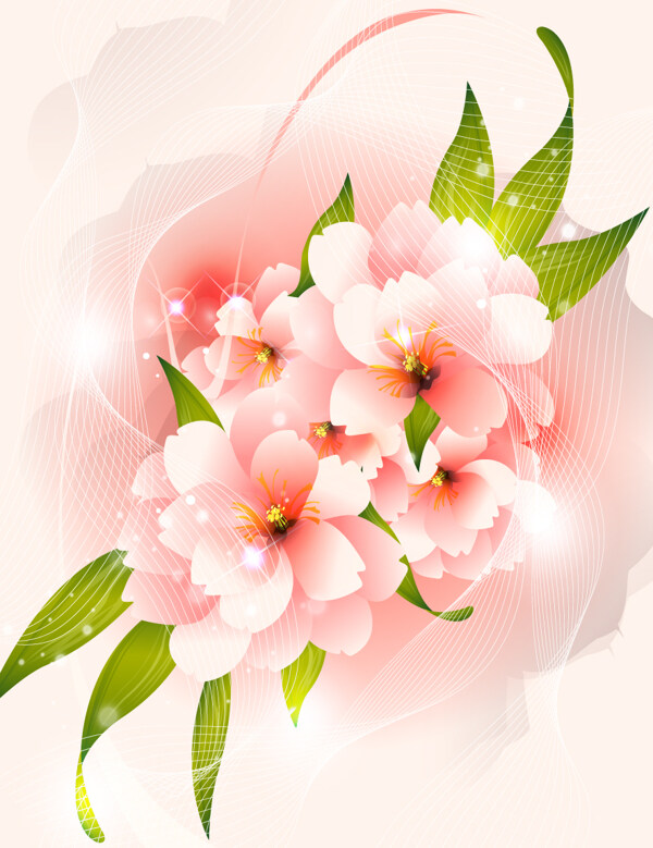 矢量粉色花卉素材背景
