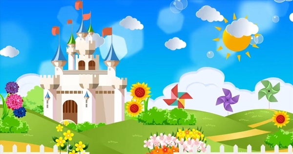 蓝天白云城堡风筝背景视频