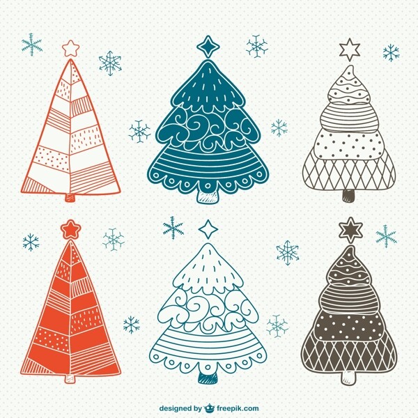 简笔彩绘圣诞树设计矢量素材