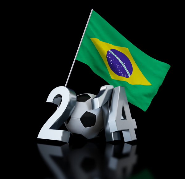 2014立体字与巴西国旗