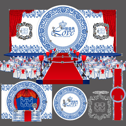 青花瓷主题婚礼背景