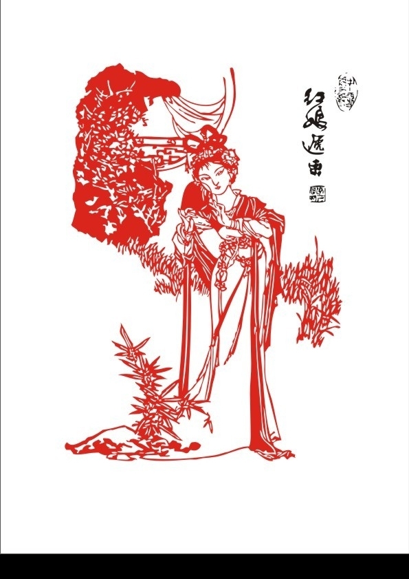 仕女线描图图片