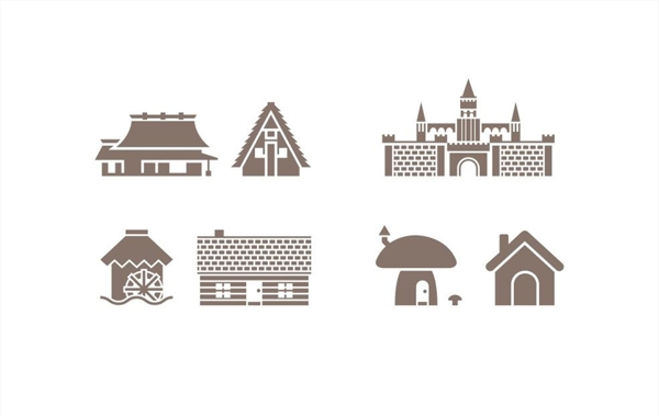 建筑蘑菇城堡房子图案图形标志