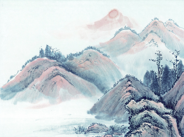 山水水墨画古代山水画图片