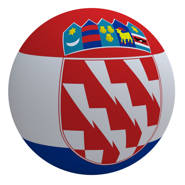 克罗地亚国旗上的球孤立在白色
