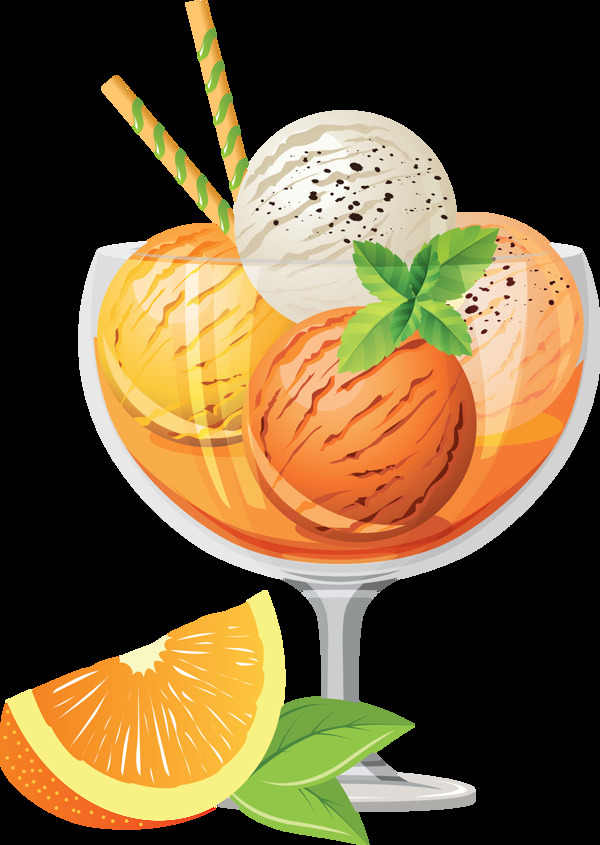 橙子水果冰淇淋免抠png透明图层素材
