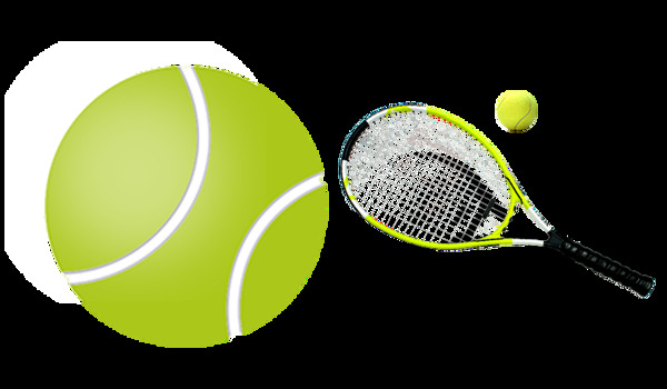 绿色网球和球拍免抠png透明图层素材