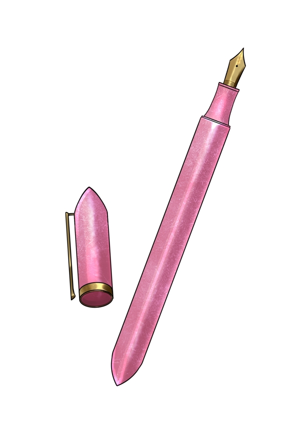 粉红色的钢笔插画
