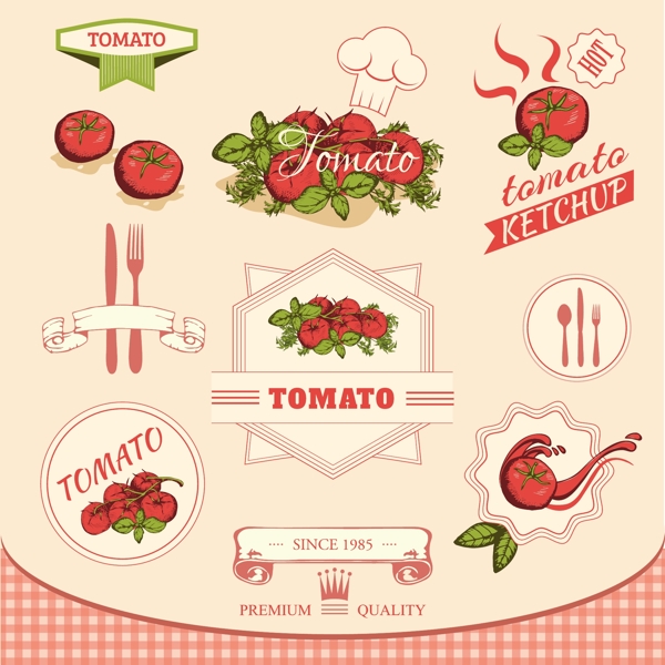 卡通番茄标签矢量素材