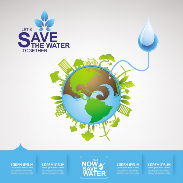 卡通地球保护水资源环境矢量素材