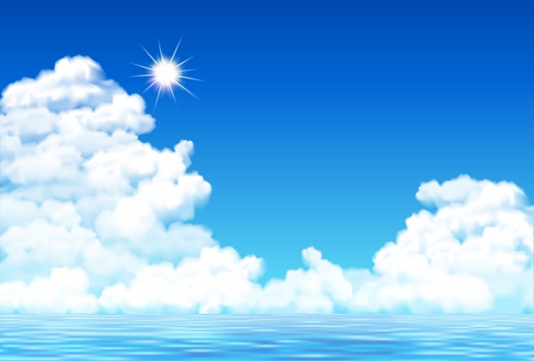 美丽的蓝天白云风景插画