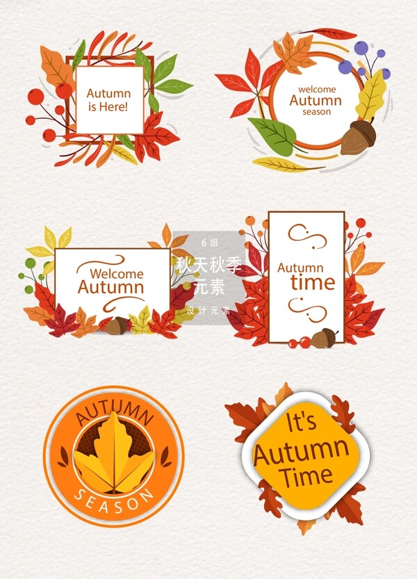 秋天秋季设计元素标签