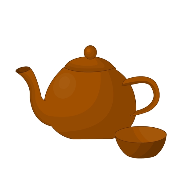 棕色茶壶茶碗插图