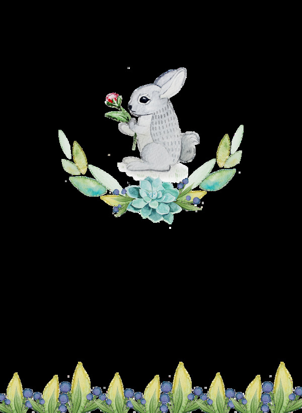 彩绘童话灰兔装饰图案设计
