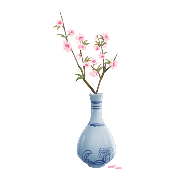 花瓶花枝素雅背景合成素材