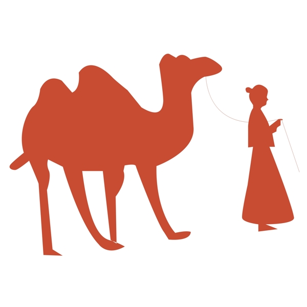 卡通简约骆驼和女孩装饰素材