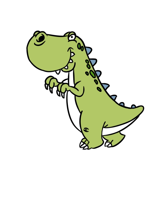 绿色萌化小恐龙插画元素图