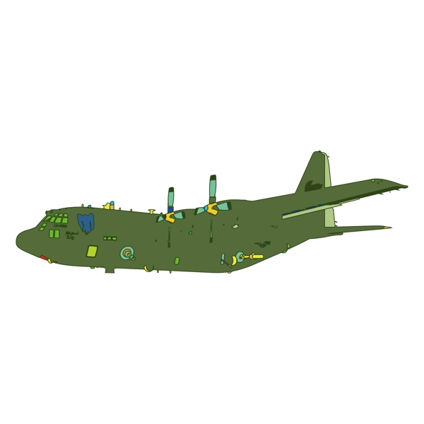 简约扁平卡通建军节空军侦查机飞机元素