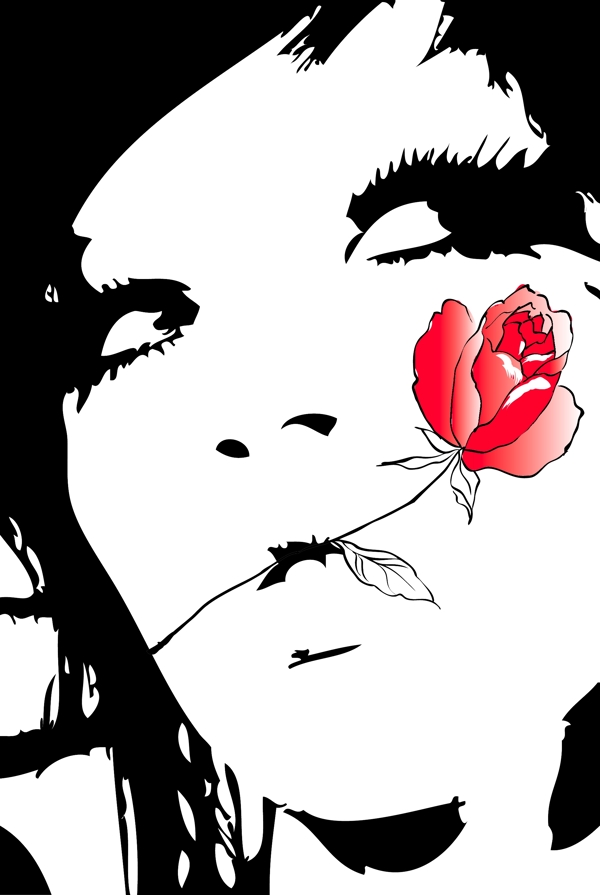 女人与玫瑰