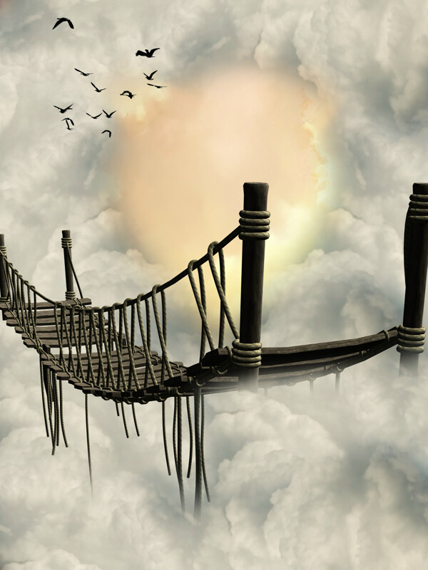 梦幻木板桥风景图片