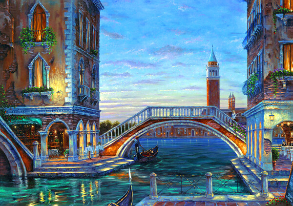 油画温馨威尼斯图片
