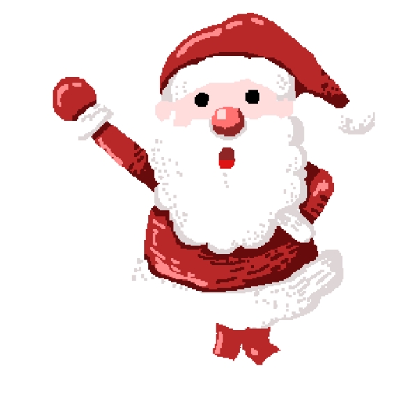 开心跳舞的圣诞老人像素化设计可商用元素