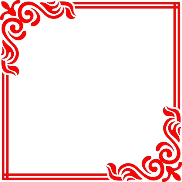 矢量欧式红色正方形海报边框