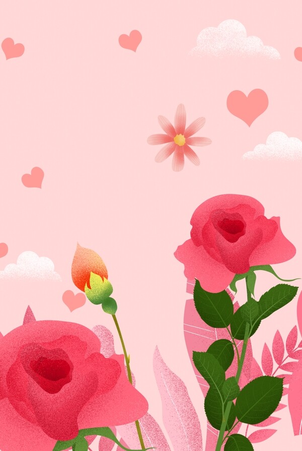 一幅粉色的玫瑰背景图