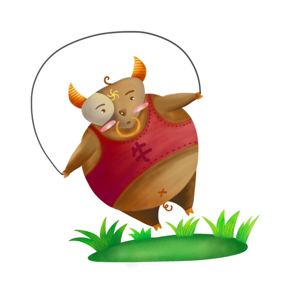 小胖牛可爱胖动物原创肌理插画设计元素