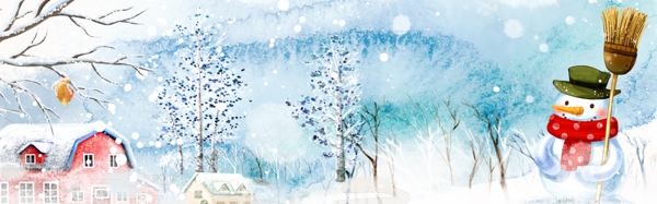 雪景冬季特惠banner背景