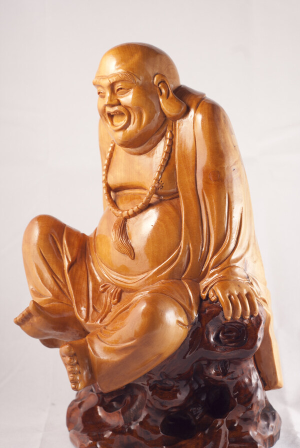 黄杨木雕弥勒佛像图片