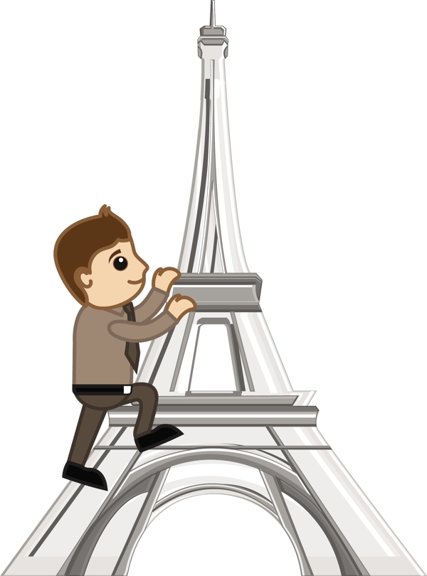 卡通矢量巴黎埃菲尔铁塔旅游
