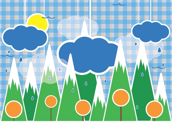 生态雨节雨滴的插图背景海报图