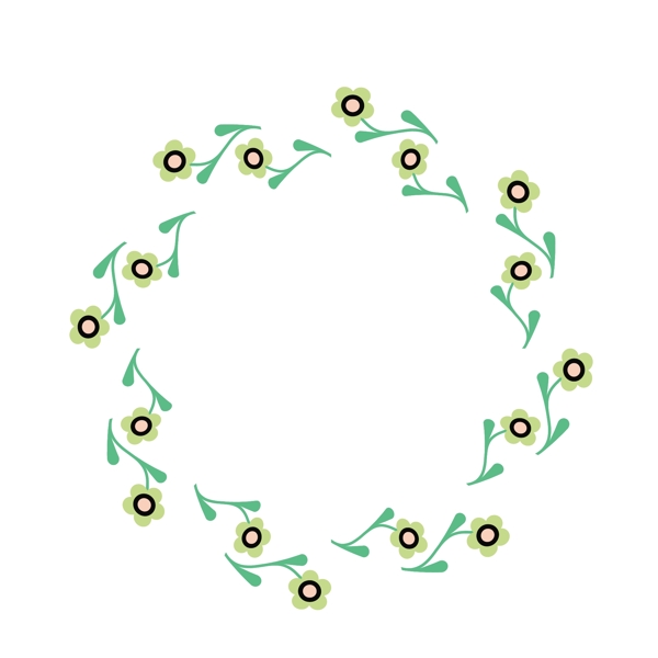 矢量卡通扁平化绿色花卉边框