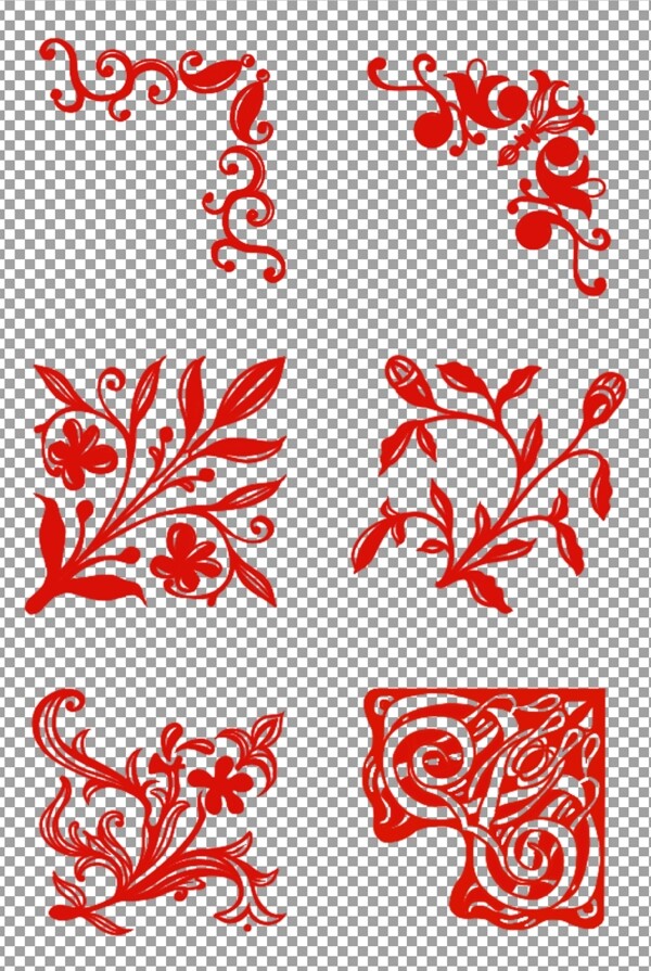中国红花纹边框角
