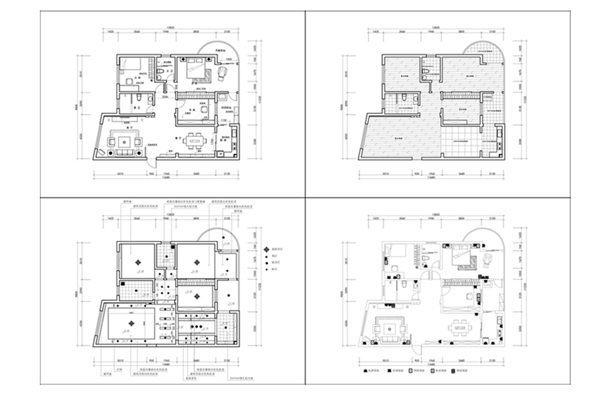 CAD三房户型设计施工图纸