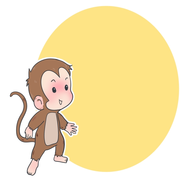 可爱猴子边框插画