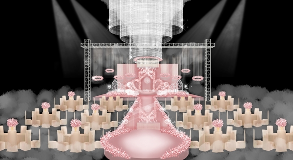 2018年最新流行粉色婚礼大场景工装效果图